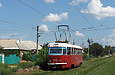 Tatra-T3SU #743 27-го маршрута на улице Академика Павлова перед остановкой "Сабурова дача"