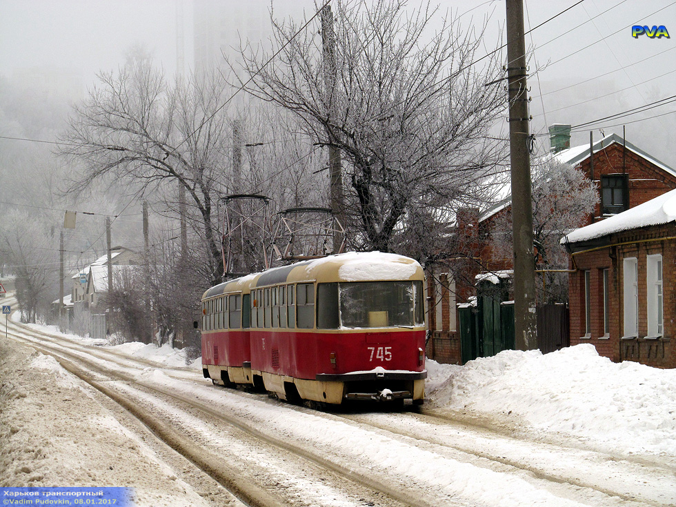 Tatra-T3SU #774-745 26-го маршрута на улице Матюшенко в районе улицы Прорезной