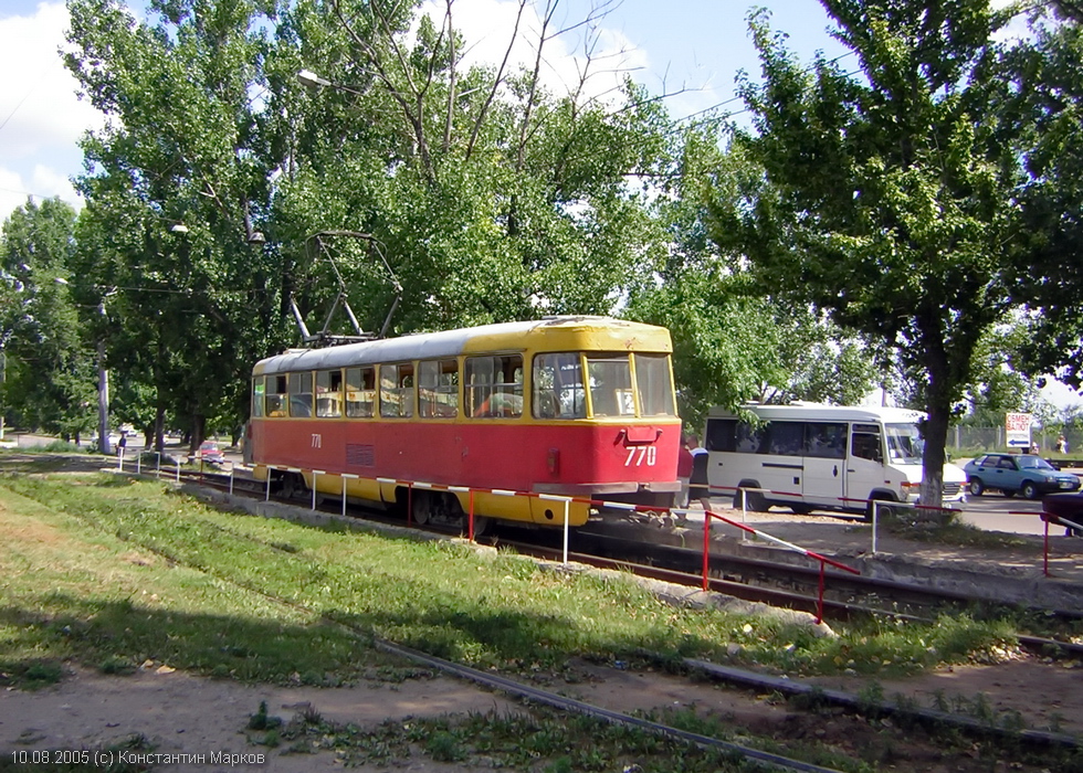 Tatra-T3SU #770 2-го маршрута на конечной станции "602-й микрорайон"