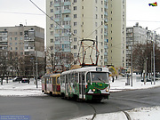 Tatra-T3SU #774-745 26-го маршрута поворачивает с улицы Героев труда на проспект Тракторостроителей