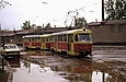 Tatra-T3SU #897-898 20-го маршрута в Лосевском переулке заезжает в Ленинское депо