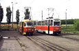 Tatra-T3SU #944-949 20-го маршрута и КТМ-5М3 #778 13-го маршрута на конечной станции "Проспект Победы"