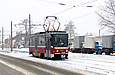 Tatra-T6A5 #4520 27-го маршрута на улице Москалевской в районе улицы Академика Богомольца
