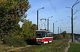 Tatra-T6A5 #4532 27-го маршрута выезжает с Лазьковского моста на пробивку улицы Героев труда