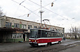 Tatra-T6A5 #4563 27-го маршрута отправляется от конечной "Салтовская"