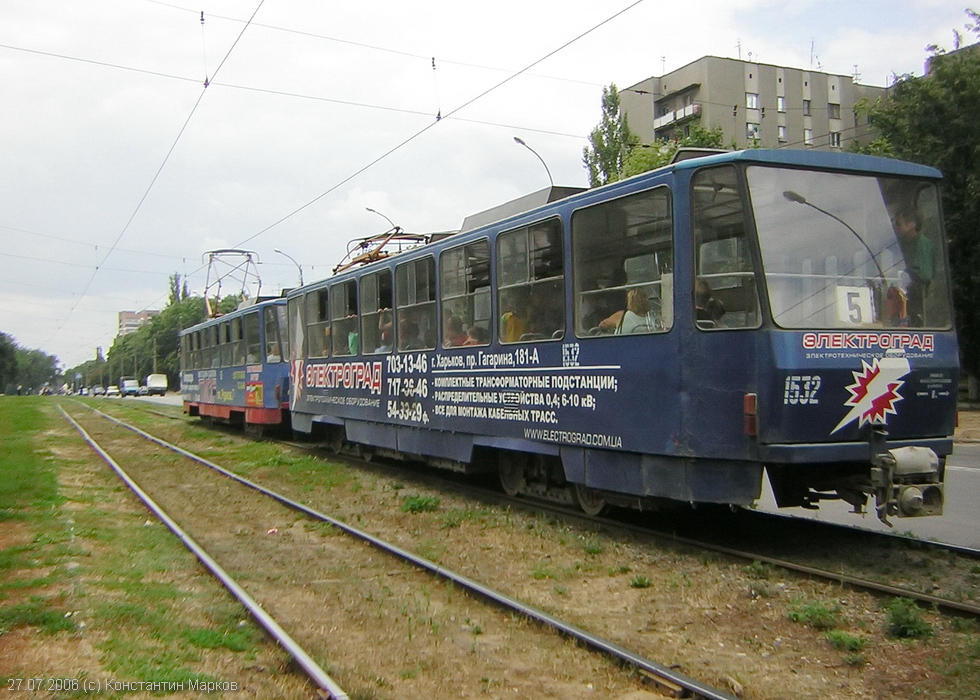 Tatra-T6B5 #1531-1532 5-го маршрута на проспекте Героев Сталинграда
