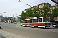 Tatra-T6B5 #1551-1552 5-го маршрута на проспекте Московском на перекрестке с Харьковской набережной