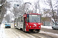 Tatra-T6B5 #1559 на улице Молодой Гвардии выезжает на 5-й маршрут из Коминтерновского трамвайного депо