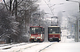 Tatra-T6B5 #4531 16-А маршрута и Tatra-T6B5 #4573 16-го маршрута на улице Академика Павлова в районе улицы Камышева
