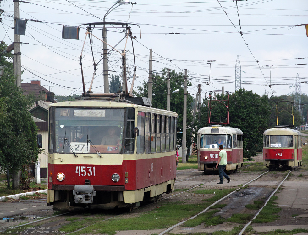 Tatra-T6B5 #4531 маршрута 27-Г на улице Академика Павлова в районе Сабуровой Дачи