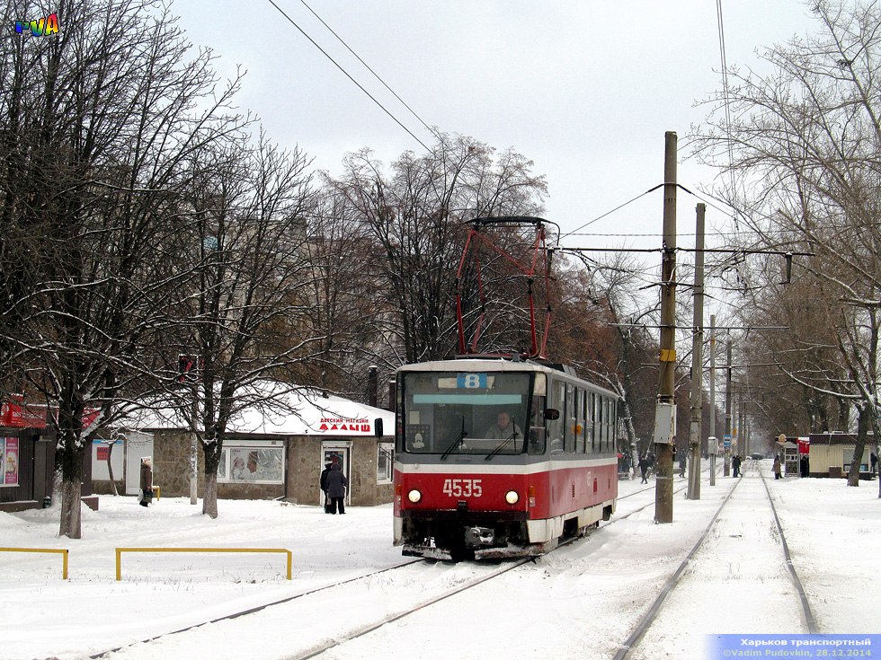 Tatra-T6B5 #4535 8-го маршрута на Салтовском шоссе возле улицы Эйдемана
