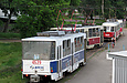 Tatra-T6B5 #4539, #4531 27-го маршрута и Tatra-T3SU #3007-3008 3-го маршрута на конечной станции "Новожаново"