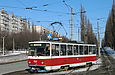 Tatra-T6B5 #4554 16-А маршрута поворачивает с проспекта Тракторостроителей на улицу Героев Труда