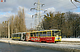 Tatra-T6B5 #4557-4558 5-го маршрута на улице Морозова в районе остановки "аллея Славы"