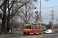 Tatra-T6B5 #4565 27-го маршрута поворачивает из Семиградского въезда на улицу Бесстужева