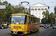 Tatra-T6B5 #4567 5-го маршрута на улице Пушкинской в районе площади Поэзии на фоне здания Земельного банка