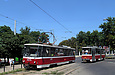Tatra-T6B5 #4570 и Tatra-T6A5 #4532 на улице Мироносицкой возле площади 1-го Мая