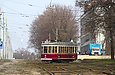 Вагон типа "Х" #100 выезжает с конечной станции "Парк им. Горького" на улицу Сумскую
