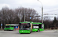 ЛАЗ-Е301D1 #2203 3-го маршрута выезжает с конечной станции "Парк "Зустріч" на улицу Садовопарковую