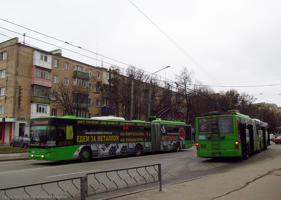 ЛАЗ-Е301D1 #2204 и #2213 27-го маршрута на улице Холодногорской возле станции метро "Холодная Гора"