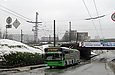 ЛАЗ-Е301D1 #2222 27-го маршрута на Карповском спуске возле железнодорожного путепровода