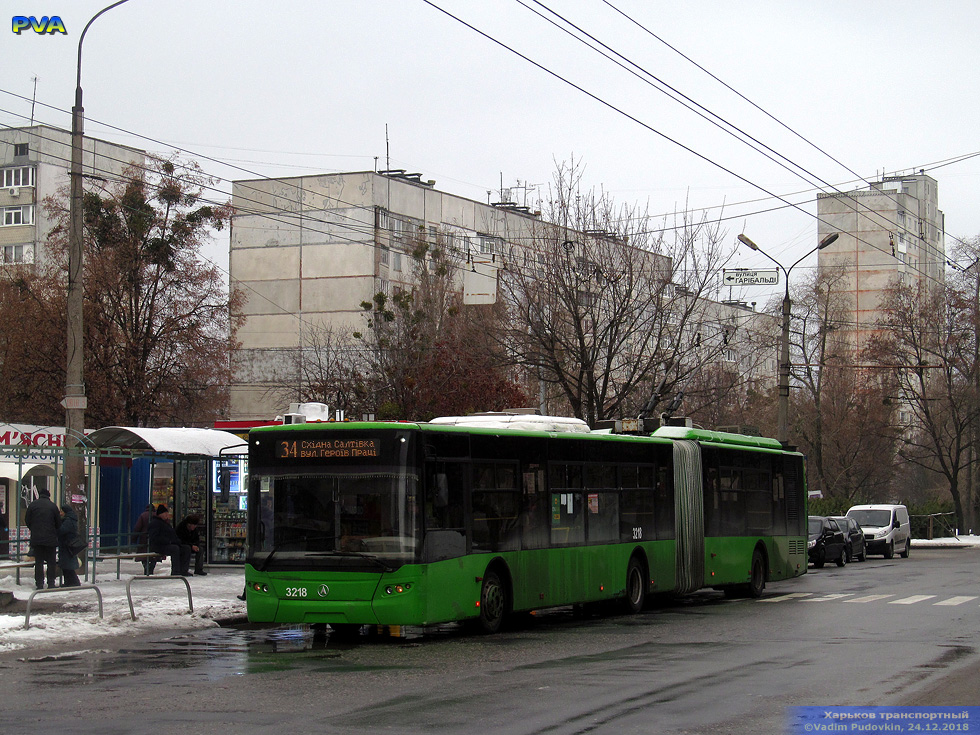 ЛАЗ-Е301D1 #3218 34-го маршрута на улице Валентиновской возле улицы Гарибальди