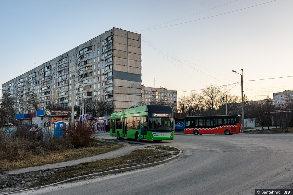 PTS-12 #2718 55-го маршрута на проспекте Жуковского прибыл на конечную "Поселок Жуковского"