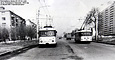 Skoda-9Tr16 #67 и #105 на улице Елизарова в районе пересечения с улицей Свердлова (сейчас Полтавский шлях)