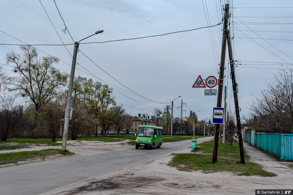 БАЗ-22154 гос.# АХ9532АХ 252-го маршрута на бульваре Ивана Каркача в районе Пономаренковского переулка