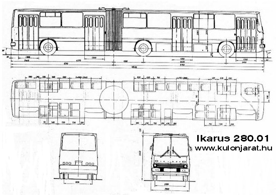 Габаритный чертеж автобуса Ikarus-280.01
