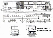 Габаритный чертеж автобуса Ikarus-280.02
