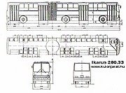 Габаритный чертеж автобуса Ikarus-280.33