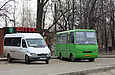 Mercedes-Benz Sprinter  гос.# AX6359AT 200-го маршрута и ЗАЗ-А07А1.40 гос.#АХ1474АА 186-го маршрута на конечной "Ст. м. "Пролетарская""