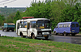 ПАЗ-32054 гос.# 019-38ХА 204-го маршрута на проспекте Тракторостроителей поднимается к перекрестку с улицей Краснодарской