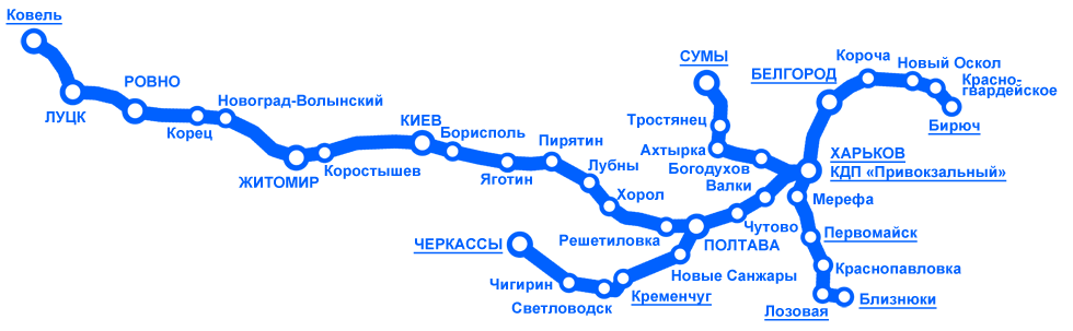 Схема автобусных сообщений КДП "Привокзальный"