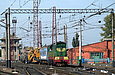 ЧМЭ3-1238 со спецвагонами для обслуживания путей выполняет маневры на станции Основа