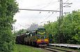 ЧМЭ3Т-5820 и ЧМЭ3-1817 с грузовым поездом на перегоне Харьков-Балашовский — пост 18 км проходят о.п. 13 км