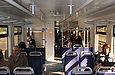 Рельсовый автобус Pesa 620М-008, салон и первые пассажиры, едущие по маршруту Гуты-Богодухов-Смородино