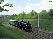 Эр-794-12 с ретропоездом на перегоне Люботин — Новая Бавария в окрестностях о.п. Пост 21 км