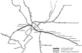 Схема ліній Харківського метрополітену станом на 1976 рік