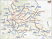 Схема трамвайных маршрутов Харькова по состоянию на 05 ноября 2001 года