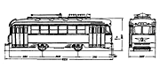 Габаритный чертеж трамвайного вагона КТМ-1