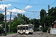 КТМ-19КТ #3102 27-го маршрута на улице Москалевской поворачивает на линию, ведущую к Октябрьскому трамвайному депо