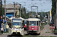 КТМ-19КТ #3110 6-го маршрута и Tatra-T3SU #311 27-го маршрута на улице Академика Павлова возле перекрестка с переулком Боткина