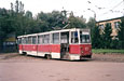 КТМ-5 #877, толкаемый КТМ-5 #841, возле Депо №1 (бывшего Ленинского трамвайного депо)