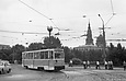 КТМ-5М3 #723 11-го маршрута поворачивает с Лопанского моста на Пролетарскую площадь