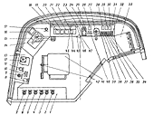 Схема расположения оборудования в кабине водителя вагона РВЗ-6М