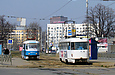 МГП-3 и Tatra T3SU #310 27-го маршрута на проспекте Московском на остановке "Универмаг "Харьков"