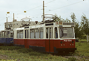 Рельсошлифовальный вагон РШ-004 в открытом парке Салтовского трамвайного депо