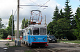 ВТП-3 с вагоном Tatra-T6A5 на буксире на проспекте Тракторостроителей возле Салтовского трамвайного депо